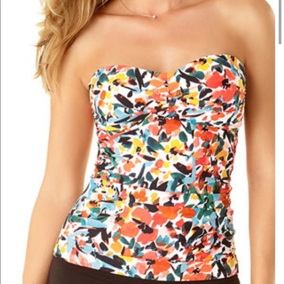ANNE Cole Twist Front Bandeau Tankini Swimsuit Top - Picture 1 of 10